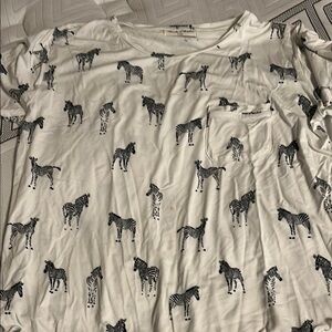 White and Black zebra Print Pajama short set